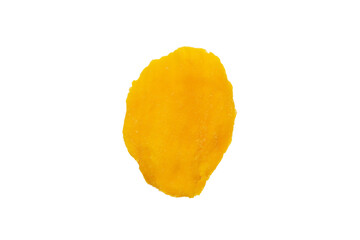 Dry tasty mango slices isolated on a white background.