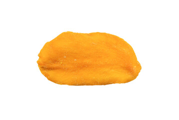 Dry tasty mango slices isolated on a white background.