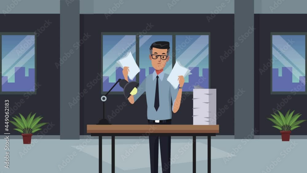 Canvas Prints elegant businessman worker with documents in the office