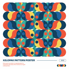 Obraz premium Kelopak Pattern Poster 2022 Exhibition. Abstract Bauhaus geometric pattern background, vector circle color art design. Colorful Bauhaus pattern background. EPS 10