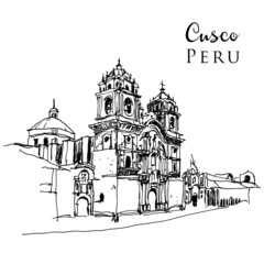 Fototapeta premium Cusco, Peru sketechy hand drawn illustration