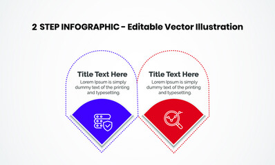 2 Steps Infographics Design Template - Graph, Pie chart, workflow layout, cycling diagram, brochure, report, presentation, web design. Editable Vector illustration