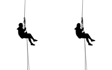 Abseiling Silhouette Vector  - obrazy, fototapety, plakaty