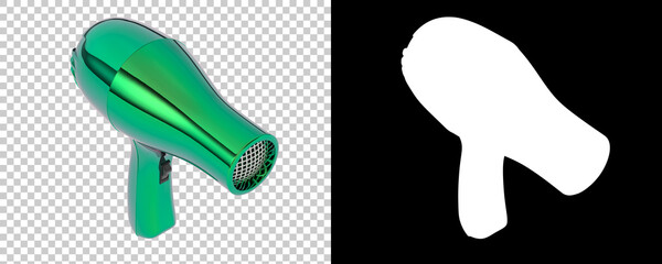 Hair dryer isolated on background with mask. 3d rendering - illustration
