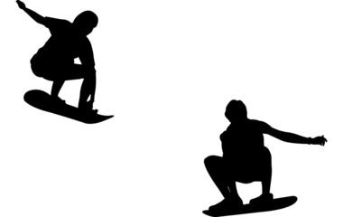 Sand Boarding Silhouette Vector 