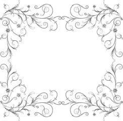 Vector decorative frame from outlines twigs, swirls and tendrils