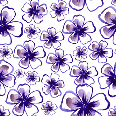 seamless pattern with blue flowers