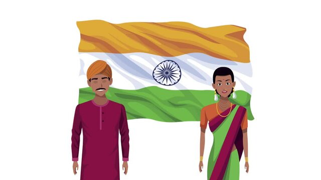 india independence day celebration with couple and flag
