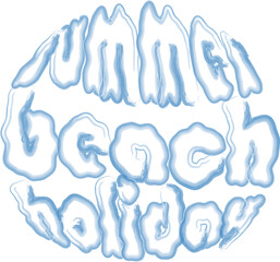 Vector watercolor brush drawing of text Summer beach holiday