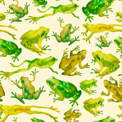 pattern with light green frogs
