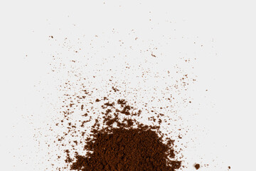 Coffee bean powder isolated on white