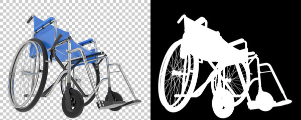 Wheelchair isolated on background with mask. 3d rendering - illustration