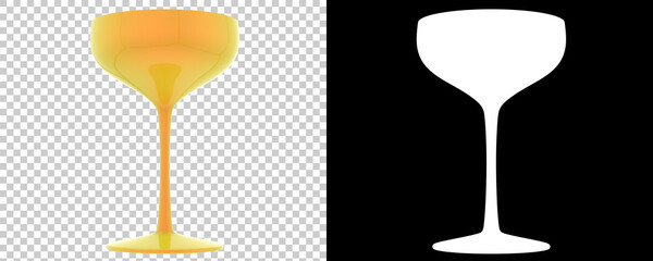 Cocktail glass isolated on background with mask. 3d rendering - illustration