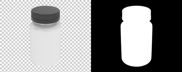 Pill bottle isolated on background with mask. 3d rendering - illustration