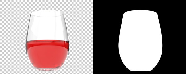 Wine glass isolated on background with mask. 3d rendering - illustration