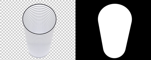 Glass isolated on background with mask. 3d rendering - illustration