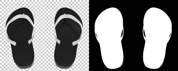 Flip flops isolated on background with mask. 3d rendering - illustration