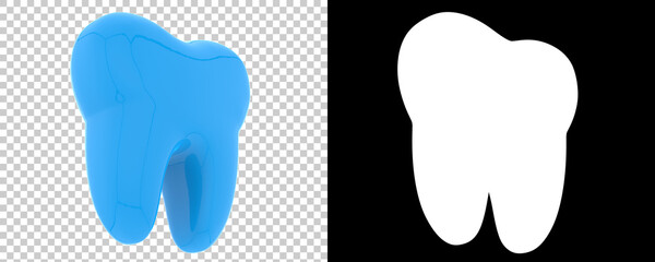 Tooth isolated on background with mask. 3d rendering - illustration