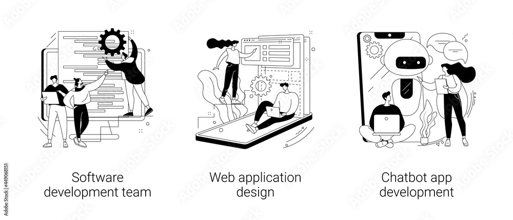 Poster professional programming abstract concept vector illustrations.
