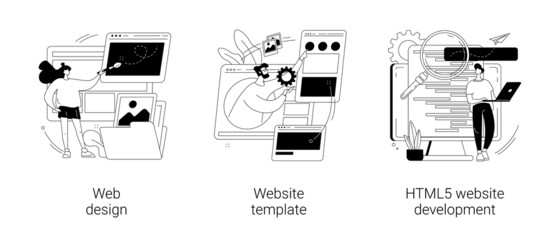 Website building service abstract concept vector illustrations.