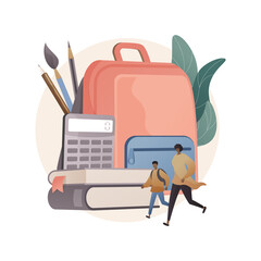 School supplies abstract concept vector illustration.