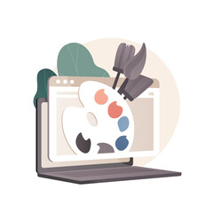 Virtual arts and crafts online lessons abstract concept vector illustration.