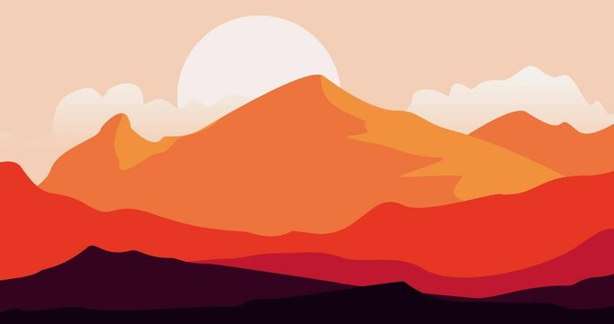 mountain rock color vector panorama animation 4k video