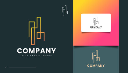 Abstract Building Logo Design with Line Style for Real Estate Industry Identity. Construction, Architecture or Building Logo Design