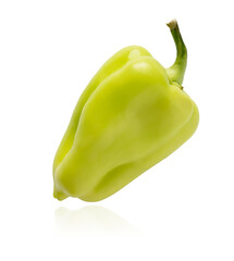 Green bell pepper on white