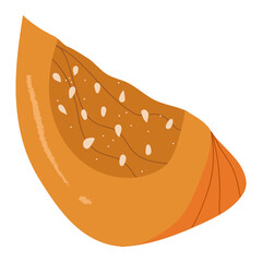 Orange slice pumpkin, autumn decorative.Vector hand drawn