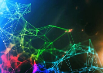 コンピュータネットワークの概念で連結された光の線のイラスト