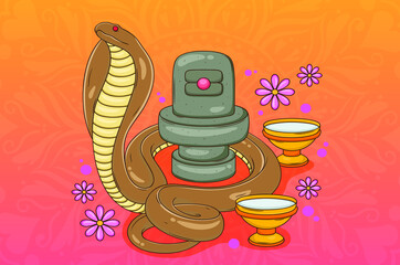 hand drawn nag panchami illustration Banner or poster for happy nag panchami