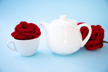 cup of tea and rose. Flowers. Tea cup. Good morning. Background. 