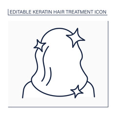 Shine hair line icon. Healthy, long, well-groomed haircut. Keratin treatment. Beauty procedure concept. Isolated vector illustration. Editable stroke