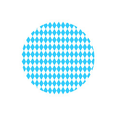 Circle with Bavarian pattern. Oktoberfest beer coaster template with blue and white rhombus ornament. Vector flat illustration.