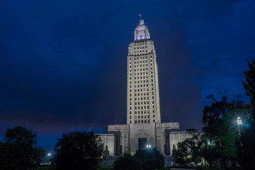 Louisiana State Capitol Building at Dusk