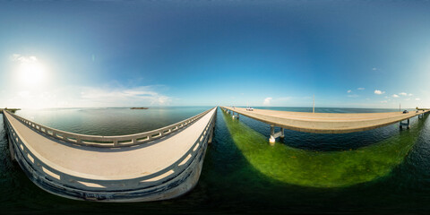 Florida Keys 7 Mile Bridge 360VR aerial equirectangular spherical photo
