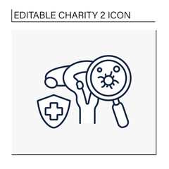 Cancer line icon. Uterus cancer. Organization collects money to help women with medicines, equipment, and services. Charity concept. Isolated vector illustration. Editable stroke