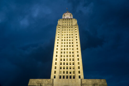 Louisiana State Capitol Building at Dusk