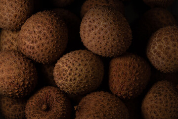 Delicious Lychees fruit macro close up, details