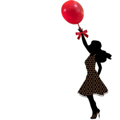 Female Silhouette with Red Balloon