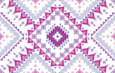 Fototapeta premium Ikat geometric Indian ethnic pattern design for background, fabric, clothing, wrapping, textile, texture, decoration, wallpaper, native, boho, mandala, traditional embroidery vector background 