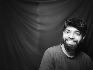 Fototapeta premium Indian bearded man with facial hair and expressions for social media posts and web banners