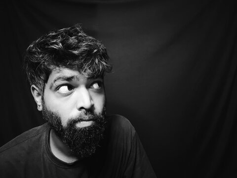 Indian bearded man with facial hair and expressions for social media posts and web banners