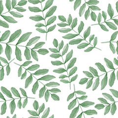 Obraz na płótnie Canvas Watercolor seamless pattern with vintage leaves. Beautiful botanical print with colorful foliage for decorative design. Bright spring or summer background. Vintage wedding decor. Textile design. 