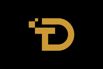 Letter DT and cross logo design vector. Monogram DT logo symbol.