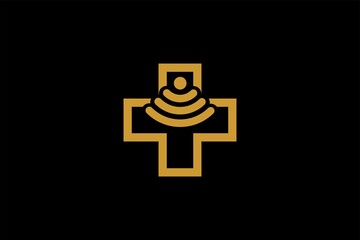 Doctor online virtual services logo design vector. Consultation to doctors via digital remote illustration symbol. Telemedicine service vector logo.