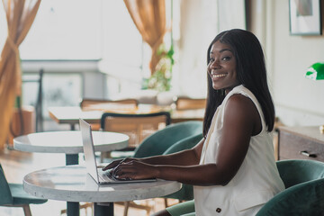 black business girl working on her computer