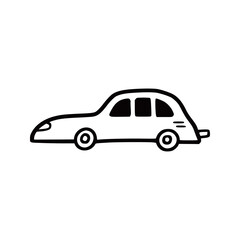 Doodle car. Funny sketch scribble style. Hand drawn toy car vector illustration.