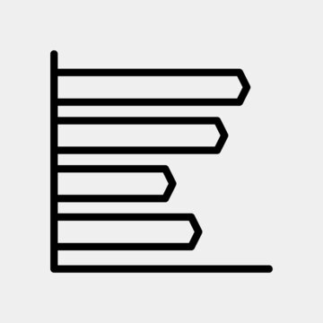 Bar chart icon vector illustration in line style for any projects